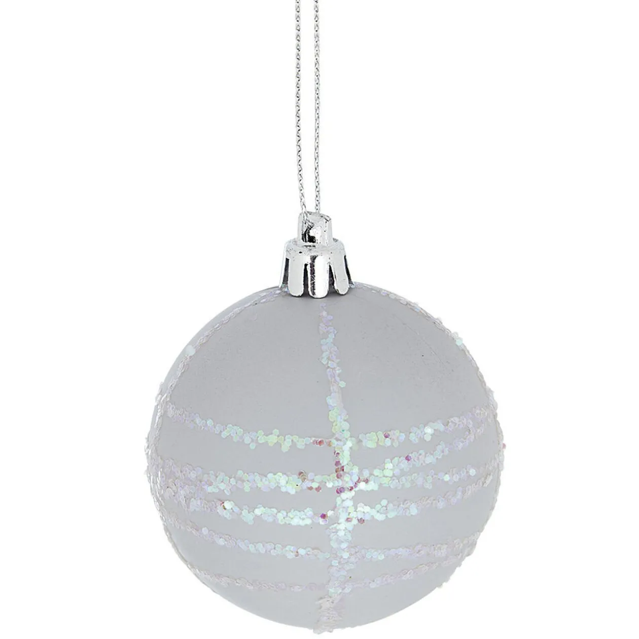 Boule de Noël pastel à rayures pailletées x 6