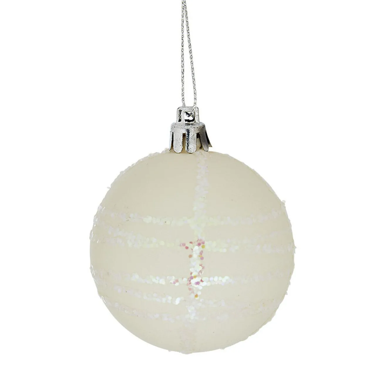 Boule de Noël pastel à rayures pailletées x 6