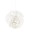 Boule de Noël pompon à suspendre blanche