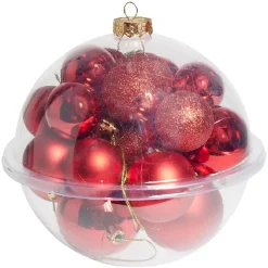 Boule de Noël rouge brillant pailleté mat x20