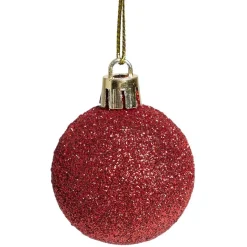 Boule de Noël rouge brillant pailleté mat x20