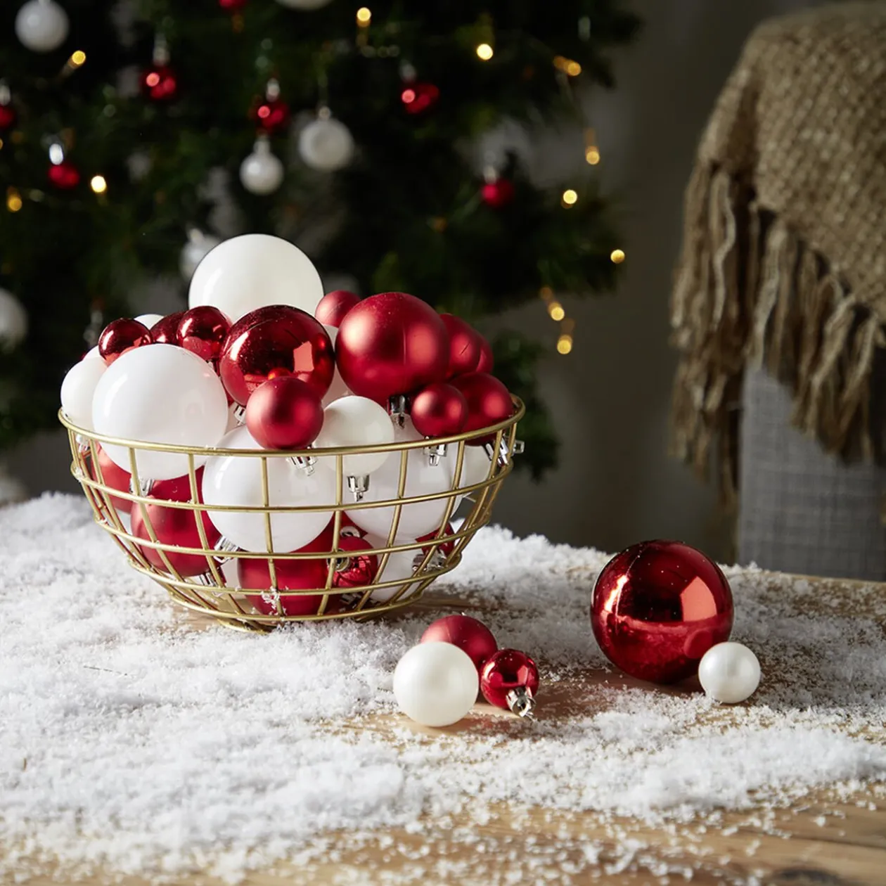 Boule de Noël rouge et blanche x50