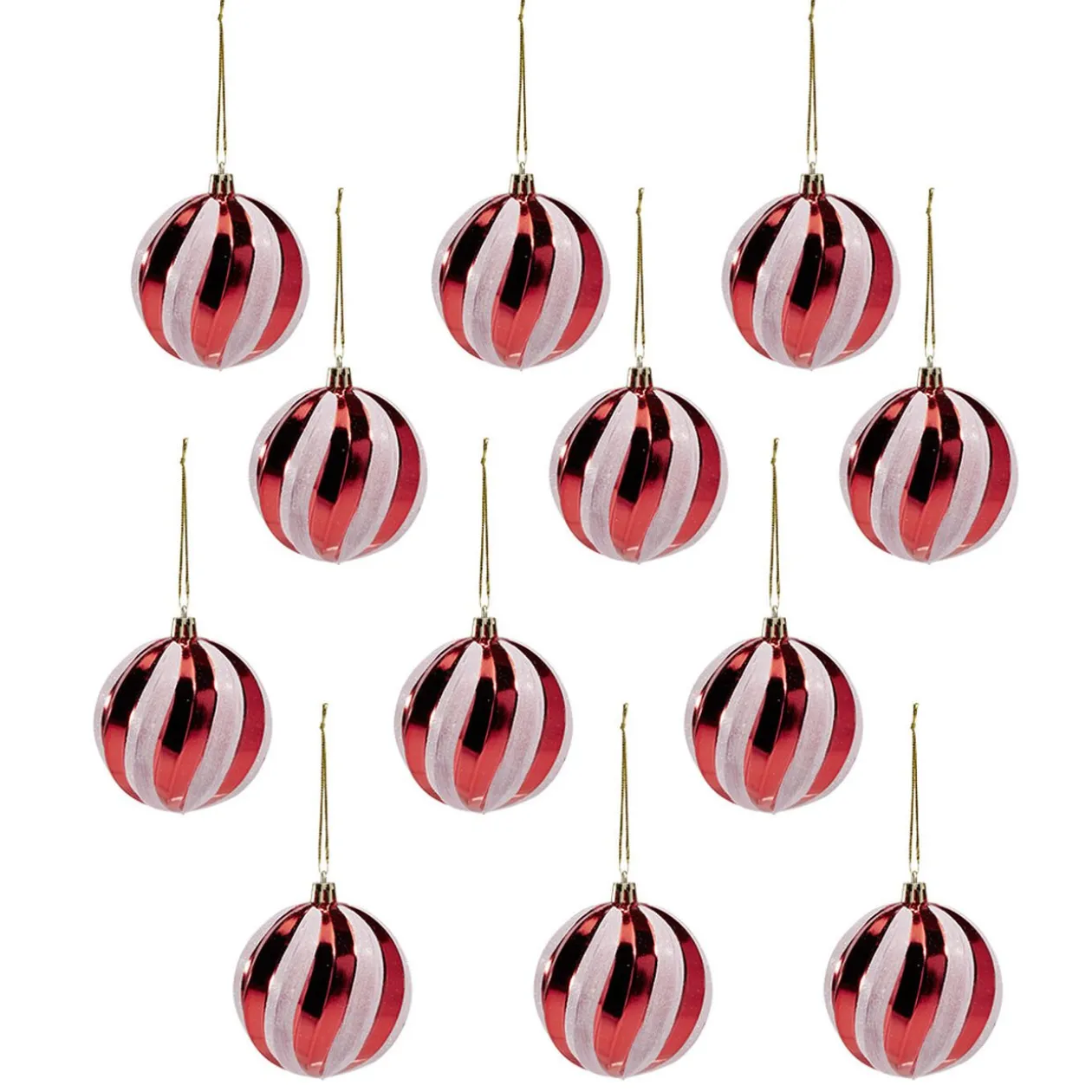 Boule de Noël rouge et blanc x12