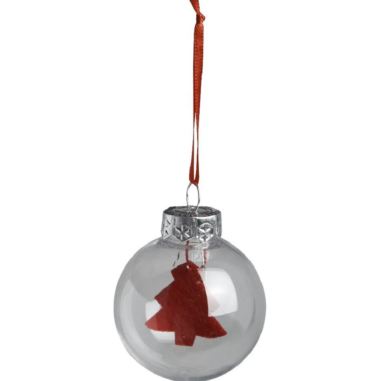 Boule de Noël transparente avec insert rouge