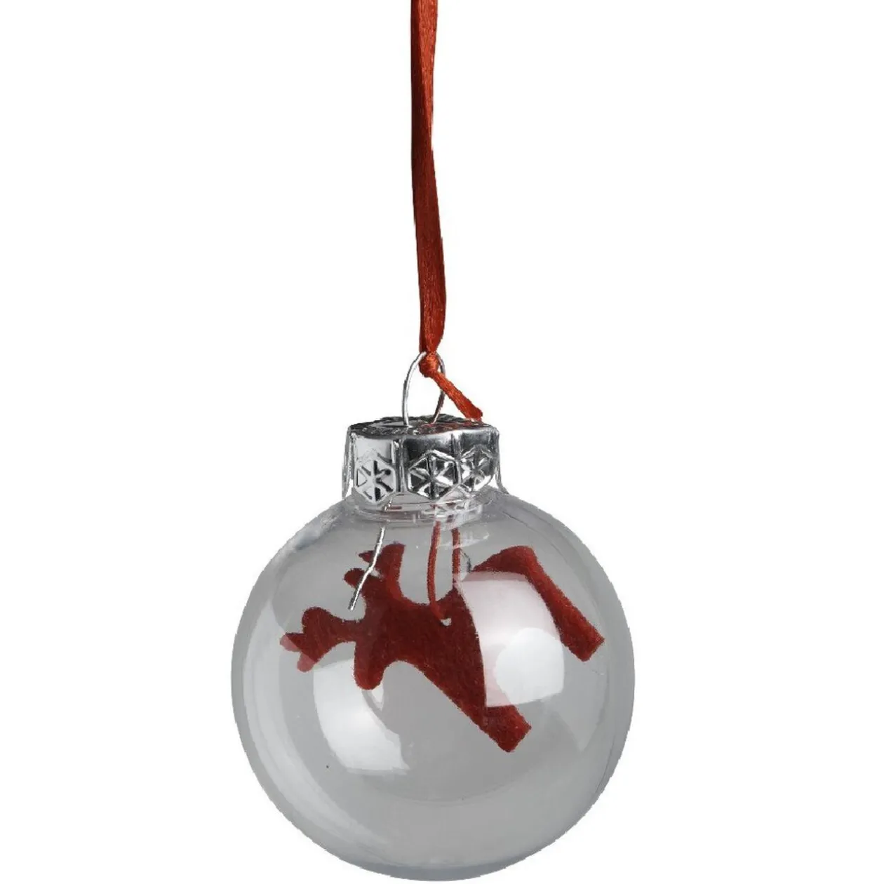 Boule de Noël transparente avec insert rouge