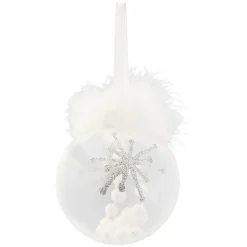 Boule de Noël transparente avec plumes