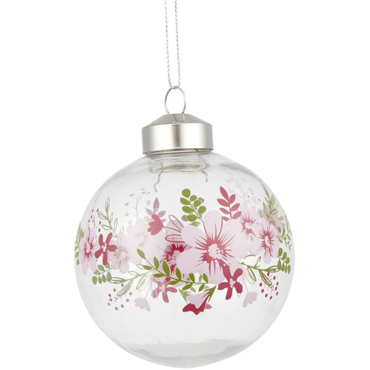 Boule de Noël transparente déco fleur Ø8 cm