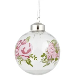 Boule de Noël transparente déco fleur Ø8 cm
