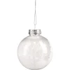Boule de Noël transparente motif arbre blanc intérieur neige Ø8 cm