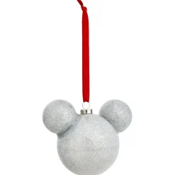 Boule de Noël tête de Mickey argentée pailletée Disney