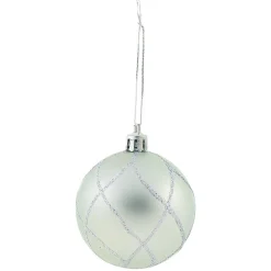 Boule de Noël vert pailleté argenté x6