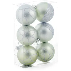 Boule de Noël vert pailleté argenté x6
