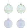 Boule de Noël vert pailleté argenté x4