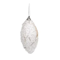 Boule et goutte sapin Noël blanc argent relief