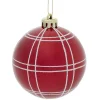 Boule Noël quadrillage blanc ou rouge Ø8cm - vert/blanc/rouge