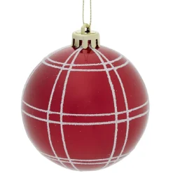 Boule Noël quadrillage blanc ou rouge Ø8cm - vert/blanc/rouge