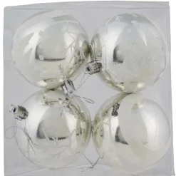 Boule sapin Noël argent motifs x4