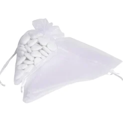 Bourse cornet à dragées blanc x4