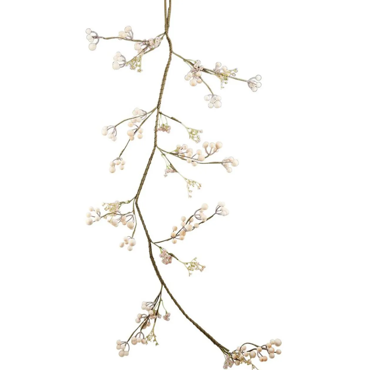 Branche de baies artificielles roses L120cm