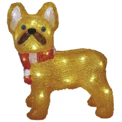Bulldog de Noël lumineux 30 LED blanc froid H30cm
