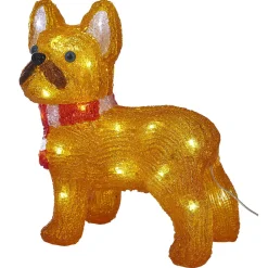 Bulldog de Noël lumineux 30 LED blanc froid H30cm