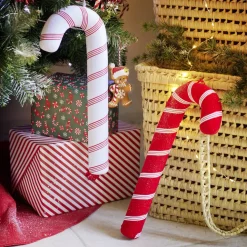 Canne à sucre déco Noël à suspendre rouge H40cm