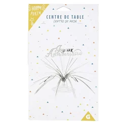 Centre de table "Joyeux anniversaire" argenté