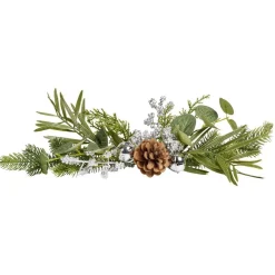 Centre de table Noël pomme de pin feuillage vert