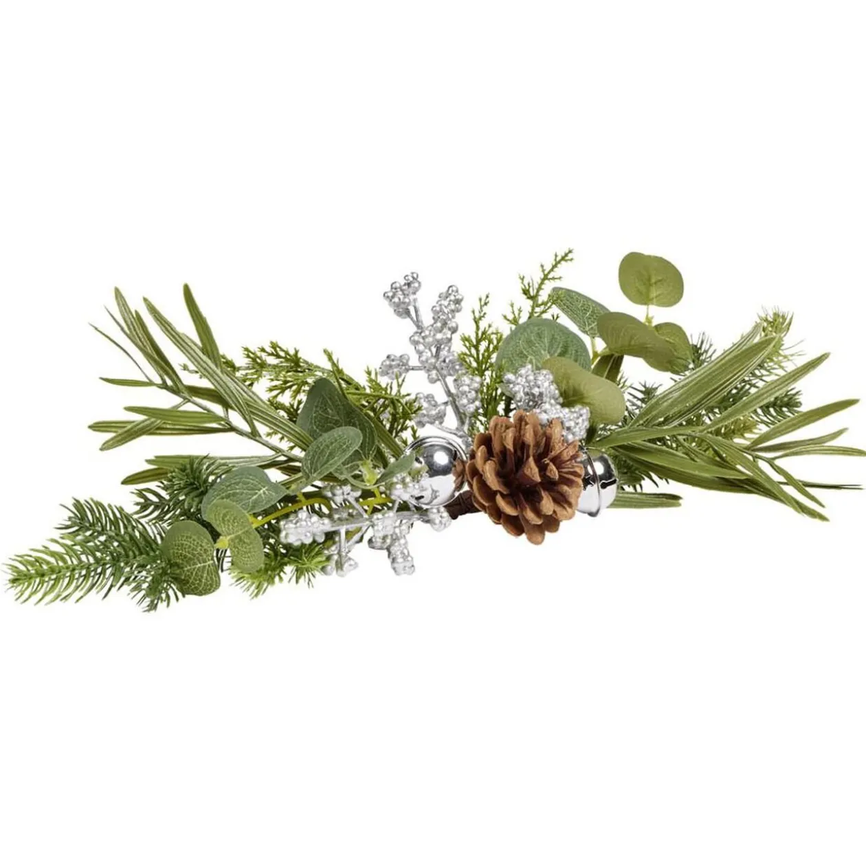 Centre de table Noël pomme de pin feuillage vert