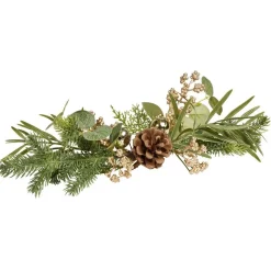 Centre de table Noël pomme de pin feuillage vert