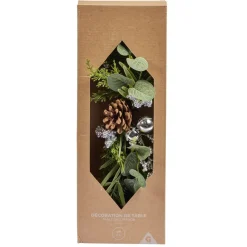 Centre de table Noël pomme de pin feuillage vert