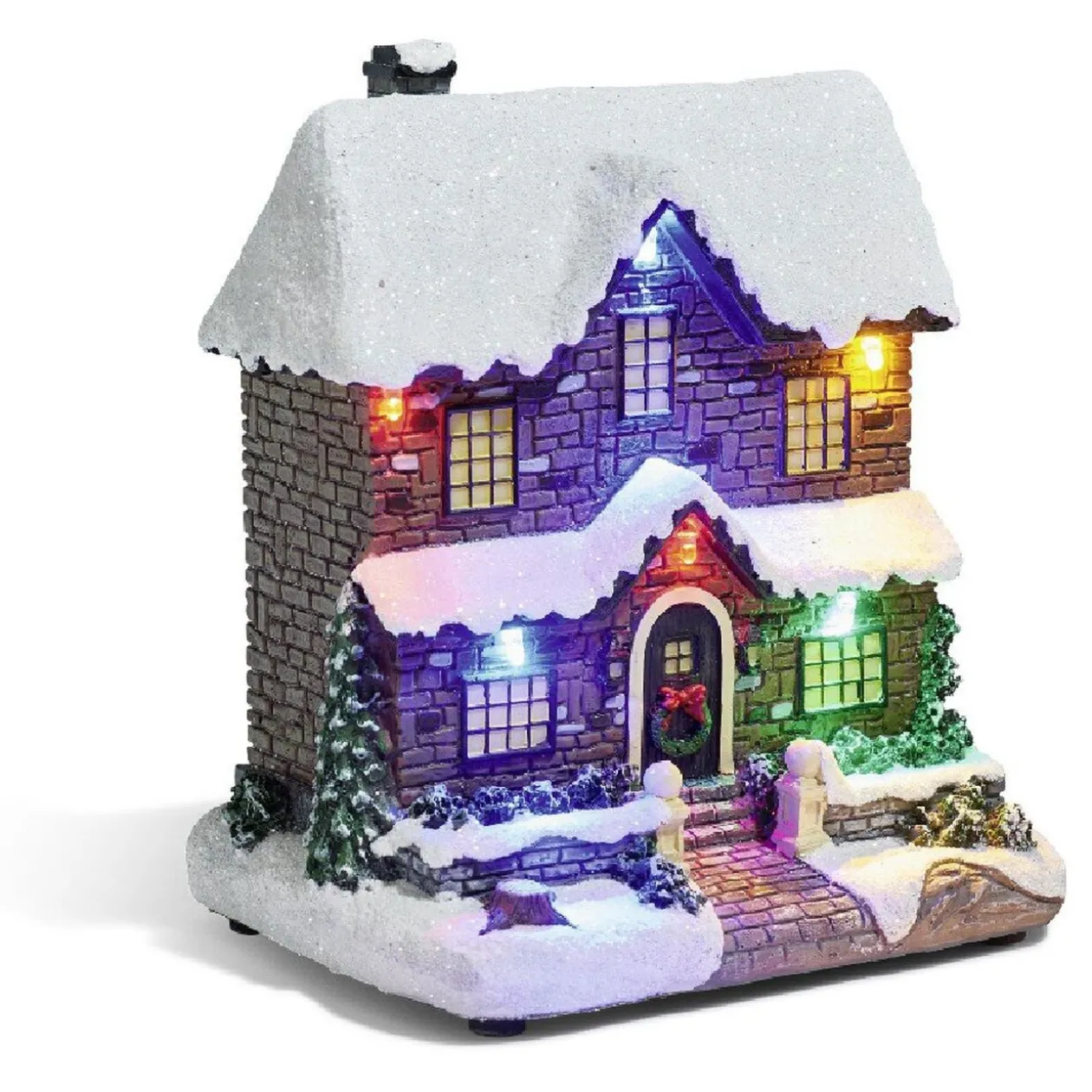 Chalet de Noël lumineux 6 LED en résine