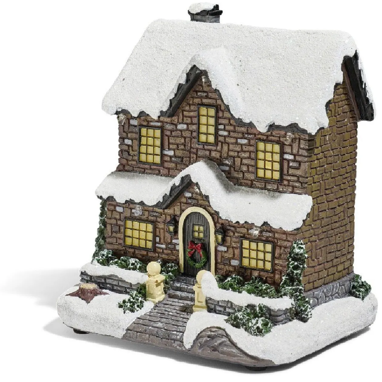 Chalet de Noël lumineux 6 LED en résine
