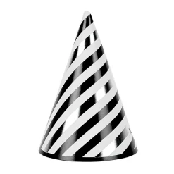Chapeau de fête rayé noir et blanc en carton x 8