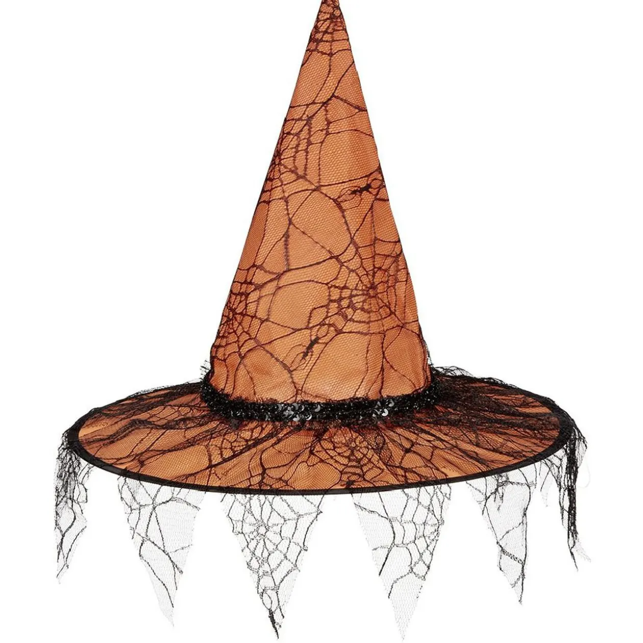 Chapeau de sorcière coloré avec motif toile d'araignées