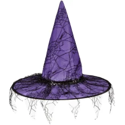 Chapeau de sorcière Halloween avec dentelle Ø40xH37cm