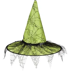 Chapeau de sorcière Halloween avec dentelle Ø40xH37cm