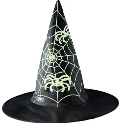 Chapeau de sorcière imprimé toile d'araignée phosphorescent Ø40cm