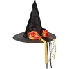 Chapeau de sorcière noeud fleur noir orange H41 cm
