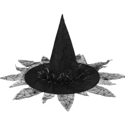 Chapeau de sorcière noir avec toiles d'araignées