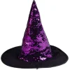 Chapeau Halloween sorcière TU enfant noir à sequins