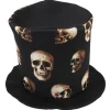 Chapeau haut de forme avec crânes pour déguisement adulte
