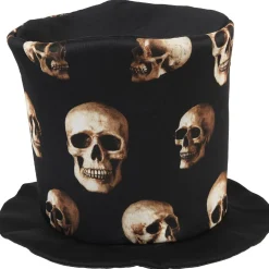 Chapeau haut de forme avec crânes pour déguisement adulte