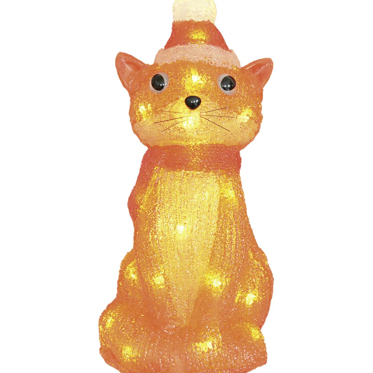 Chat de Noël lumineux 30 LED blanc chaud H25,5cm