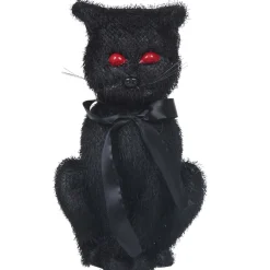 Chat noir lumineux aux yeux rouges