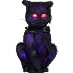 Chat noir lumineux aux yeux rouges