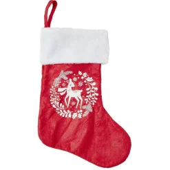 Chaussette de Noël lumineuse rouge et blanche H38cm