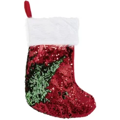 Chaussette de Noël rouge à sequins