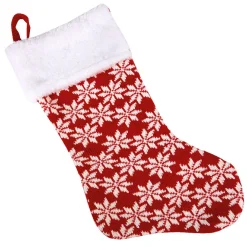 Chaussette de Noël rouge et blanche motif flocons