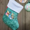 Chaussette de Noël Winnie vert et blanc H25cm